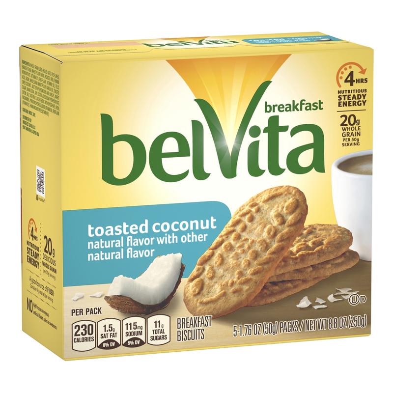BELVITA Breakfast Biscuits Toasted Coconut, 5 Count, 6 Pack MPN:5015