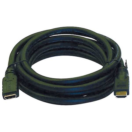 HDMI Extension Cable, Black, 10 ft., 24AWG MPN:3343