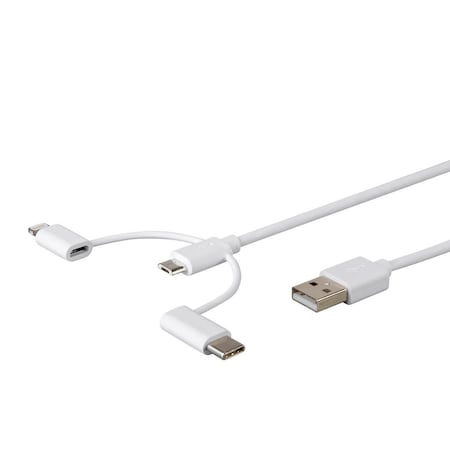 Apple MFi Certified USB to Micro USB + USB Type-C + Lightning 3 in 1 C MPN:33041