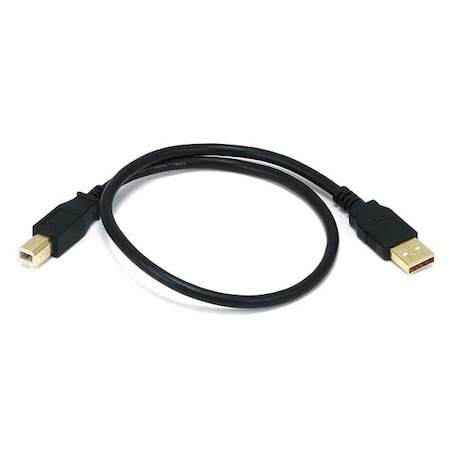 USB 2.0 Cable, 1-1/2 ft.L, Black MPN:5436