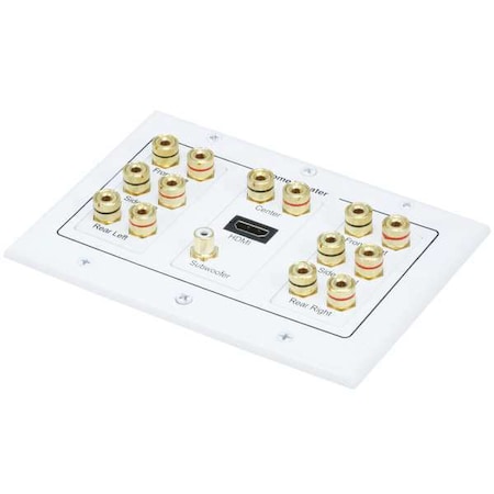 A/V Wallplate, 3-Gang, 7.1 Stereo, White MPN:6907