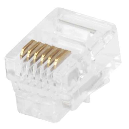 Plug, Mod, RJ12, 6P6C, Round, Solid, PK50 MPN:7271