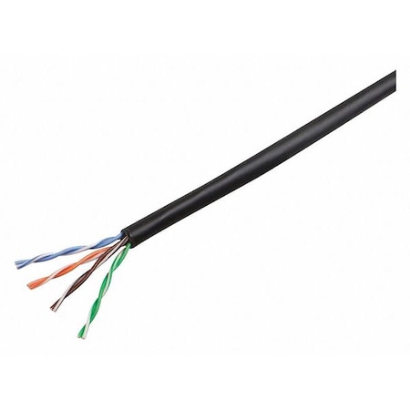 Data Cable, Cat 5e, 24 AWG, 1000ft, Black MPN:12806