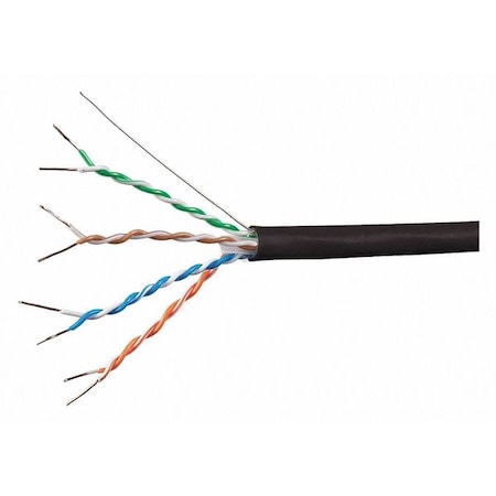 Data Cable, Cat 6A, 23 AWG, 1000ft, Black MPN:18600