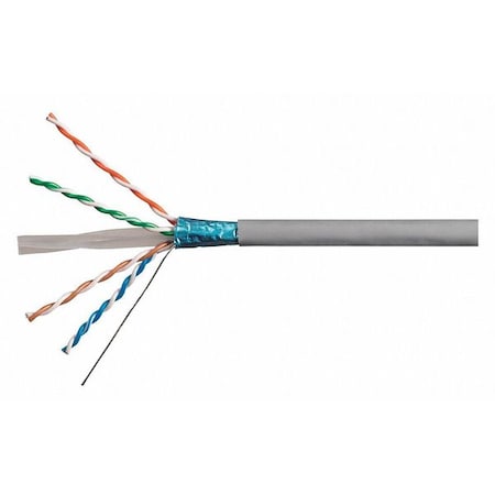 Data Cable, Cat 6, 23 AWG, 1000ft, Gray MPN:18610