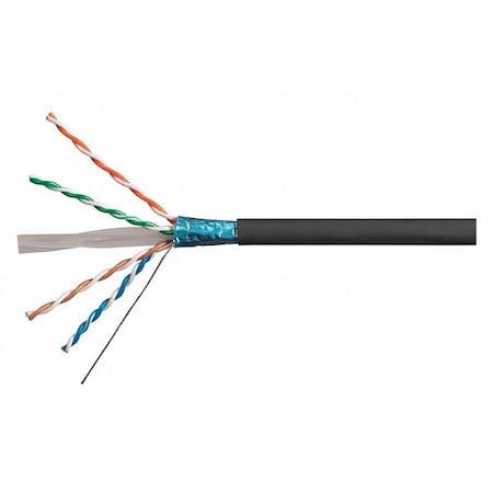 Data Cable, Cat 5e, 24 AWG, 1000ft, Black MPN:18618