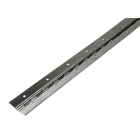 Piano Hinge, Steel, Full Surface Mounting, 1 1/4 in Leaf W x 72 in Leaf H, Bright Nickel MPN:CB26012572GA