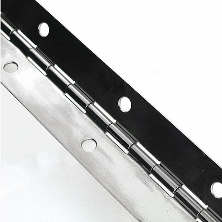 Piano Hinge, Stainless Steel, Full Surface Mounting, 1 1/16 in Leaf W x 72 in Leaf H, Mill MPN:CS24010672GA