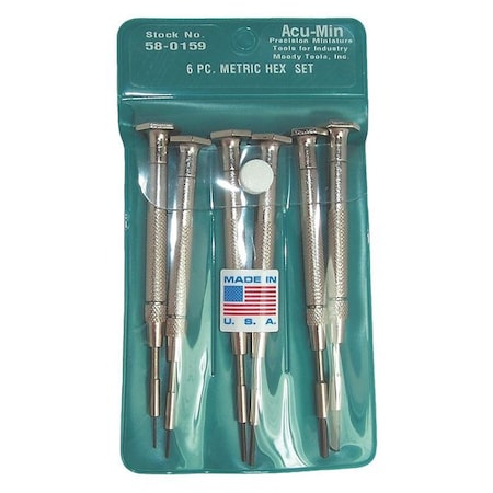 Steel Metric Hex Driver Set, 6 Pc MPN:58-0159