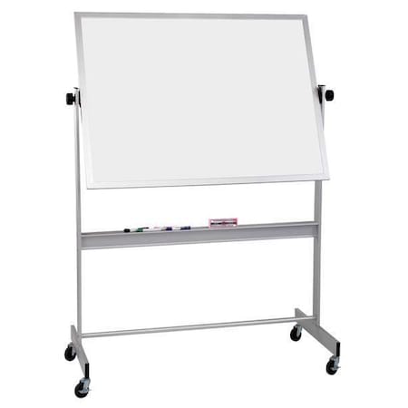 Dry Erase Board, Plastic, 48 in, 60 in, Aluminum Frame, White, Gloss MPN:668AF-HH