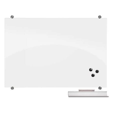 Dry Erase Board, Glass, 24 in, 36 in, No Frame Frame, White, Gloss MPN:83843