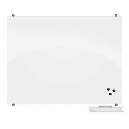 Dry Erase Board, Glass, 36 in, 48 in, No Frame Frame, White, Gloss MPN:83844