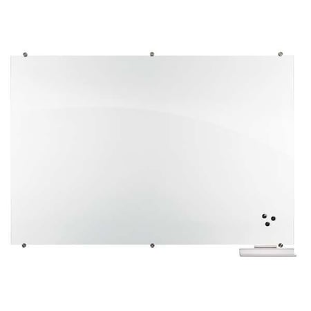 Dry Erase Board, Glass, 48 in, 72 in, No Frame Frame, White, Gloss MPN:83845