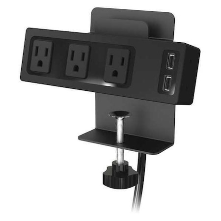 Outlet Strip, Surge, USB, 3 5-15R, 5-15P, 10 ft., Black MPN:66675