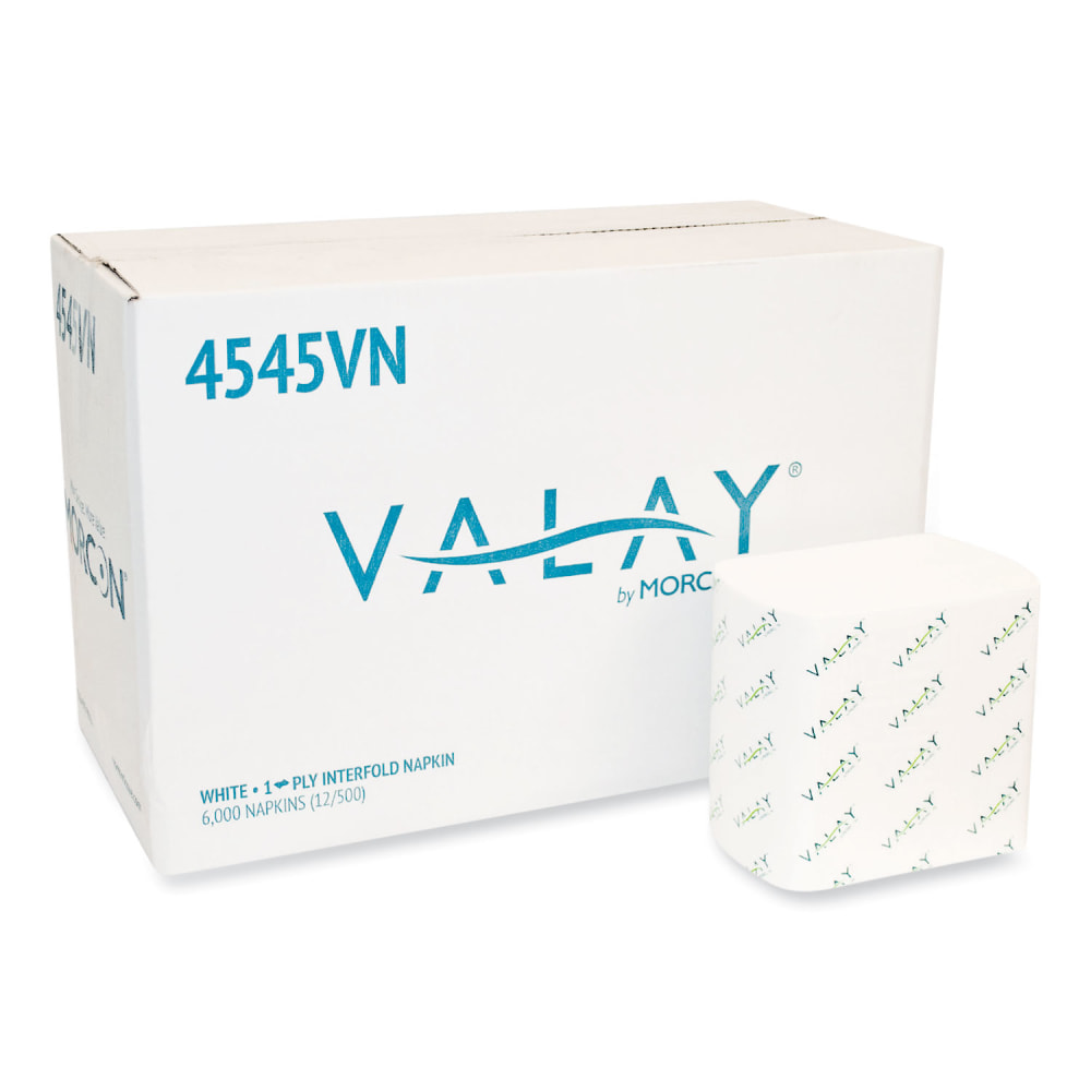 Morcon Tissue Valay Interfolded Napkins, 1-Ply, White, 6.5 x 8.25, 6, 000/Carton MPN:4545VN