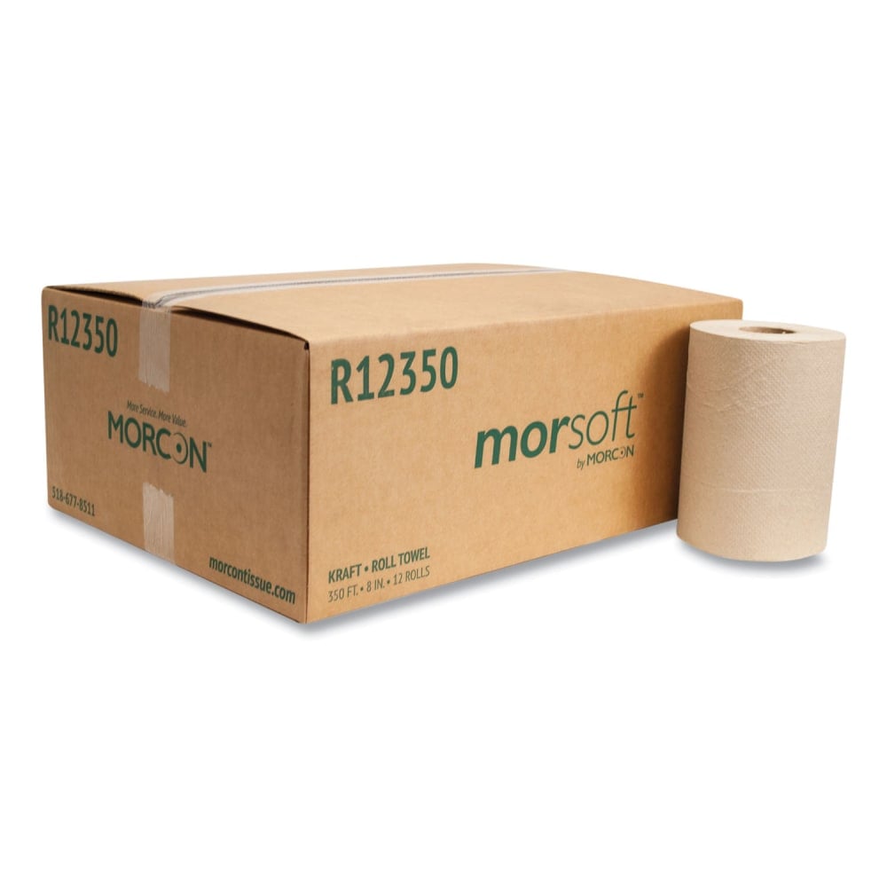 Morcon Tissue Morsoft Universal Roll Towels, 1-Ply, 8in x 350 ft, Brown, 12 Rolls/Carton MPN:R12350