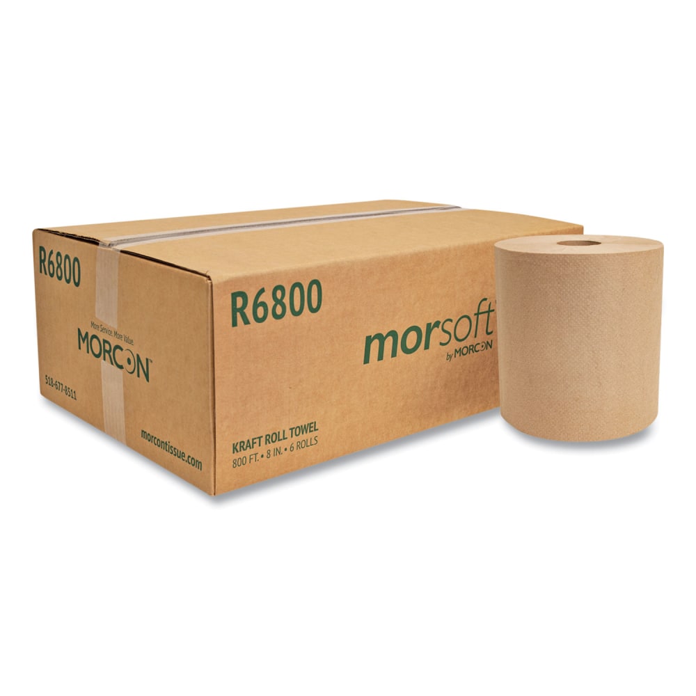 Morcon Tissue Morsoft Universal Roll Towels, 1-Ply, 8in x 800 ft, Brown, 6 Rolls/Carton MPN:R6800