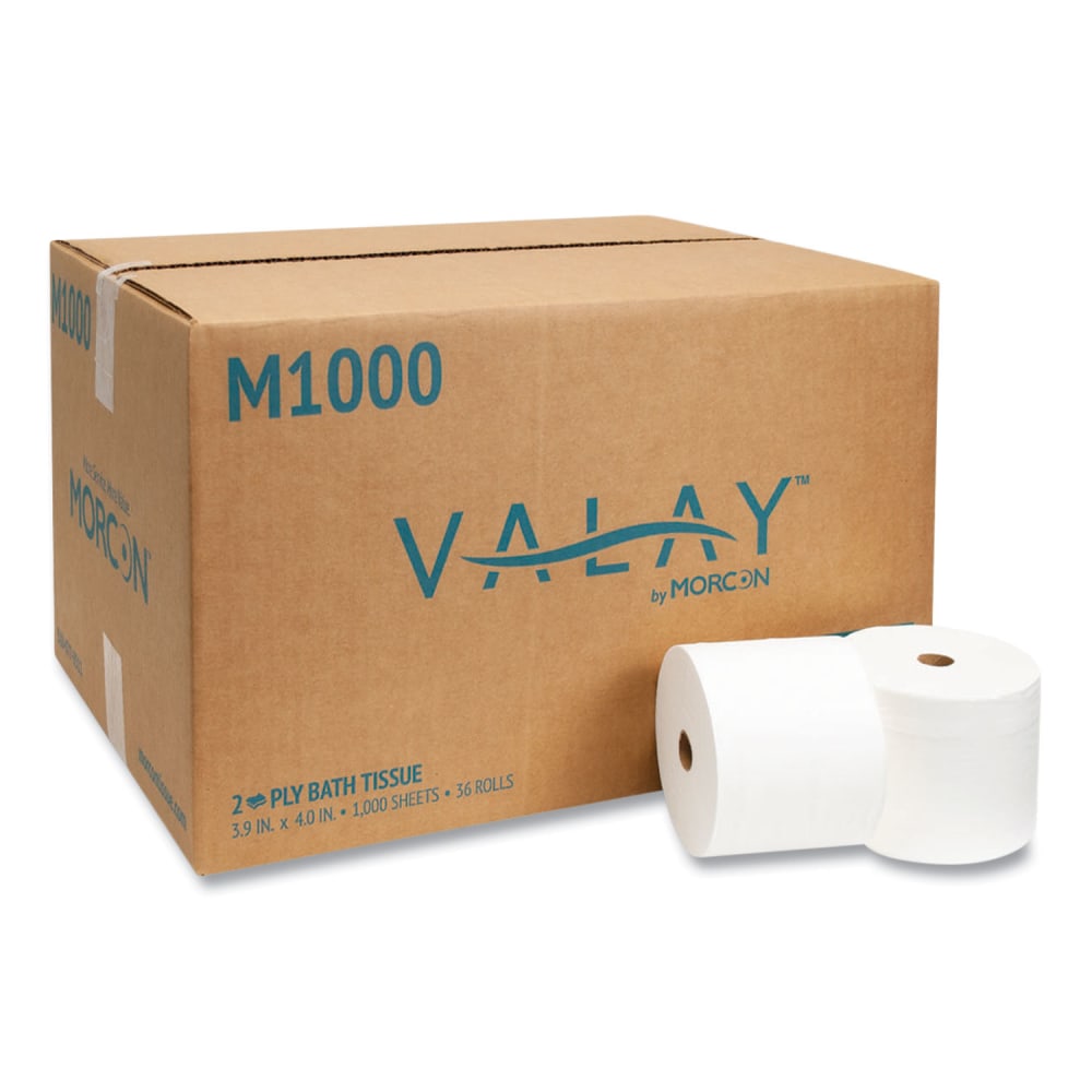 Morcon Tissue Small Core Bath Tissue, Septic Safe, 2-Ply, White, 1, 000 Sheets/Roll, 36 Rolls/Carton MPN:M1000