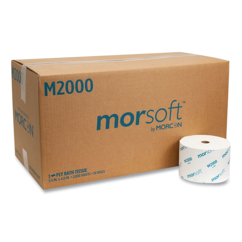 Morcon Tissue Small Core Bath Tissue, Septic Safe, 1-Ply, White, 2, 000 Sheets/Roll, 24 Rolls/Carton MPN:M2000