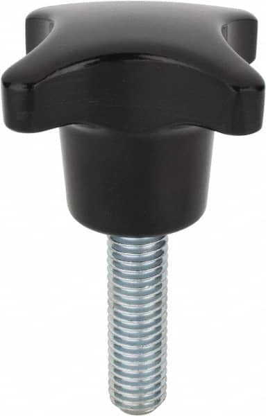 Star 4 Prong Knob: 40 mm Head Dia, 4 Points, Glass Fiber Reinforced Plastic, Black MPN:PHK-4830