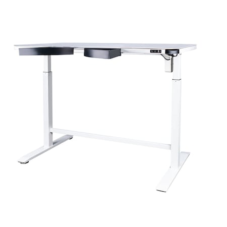 Motionwise Electric Height Adjustable De, 24 in D X 48 in H, 48 in W X Glass and Steel, White MPN:GLS48W