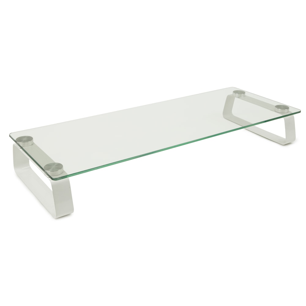 Mount-It! Glass Computer Monitor Riser, 3-1/4inH x 22inW x 8-1/4inD, Clear/White MPN:MI-7262