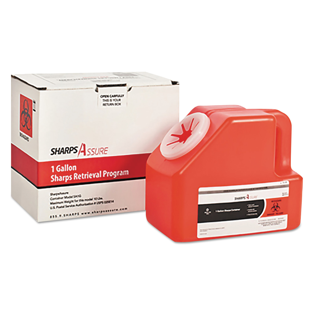 Sharps Assure Sharps Retrieval Program Containers, 1 gal, Cardboard/Plastic, Red MPN:SC1G424A1G
