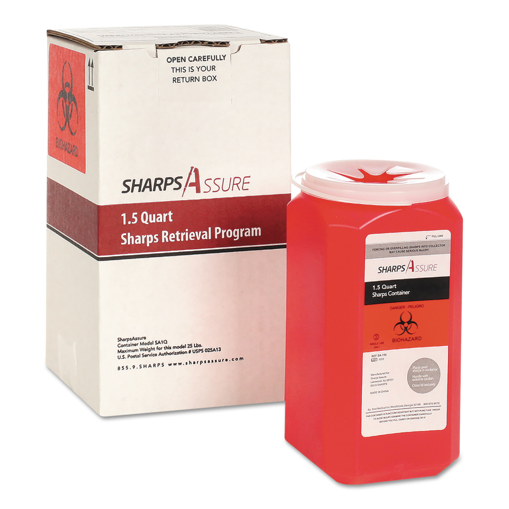 Sharps Assure Sharps Retrieval Program Containers, 1.5 qt, Plastic, Red MPN:SC1Q424A1Q