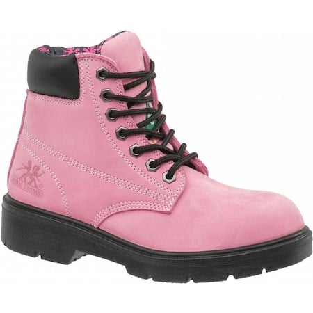Women's 6-Inch Work Boot, 8 1/2 D, Steel Toe, 6 in H, Pink, 50162 MPN:50162
