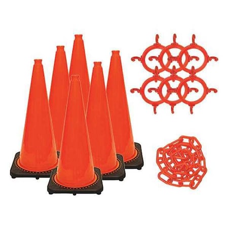 Traffic Cone Kit for Plastic Chain Barrier, Polyethylene, 28 in Height, Orange MPN:93213-6