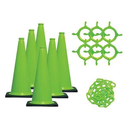 Traffic Cone Kit for Plastic Chain Barrier, Polyethylene, 28 in Height, Green MPN:93214-6