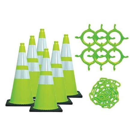 Traffic Cone Kit for Plastic Chain Barrier, Green, 14 in Length, Gloss MPN:93277-6