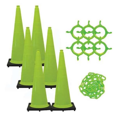 Traffic Cone Kit for Plastic Chain Barrier, Green, 14 in Length, Gloss MPN:97214-6