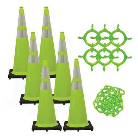 Traffic Cone Kit for Plastic Chain Barrier, Green, 14 in Length, Gloss MPN:97277-6