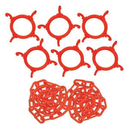 Plastic Chain Kit for Plastic Chain Barrier, Orange, 6 39/50 in Length, Gloss MPN:97413-KIT