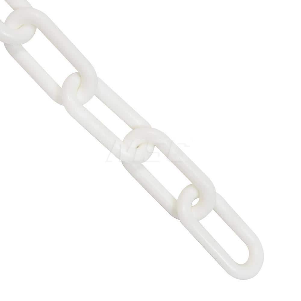 Safety Barrier Chain: Plastic, White, 25' Long, 2
