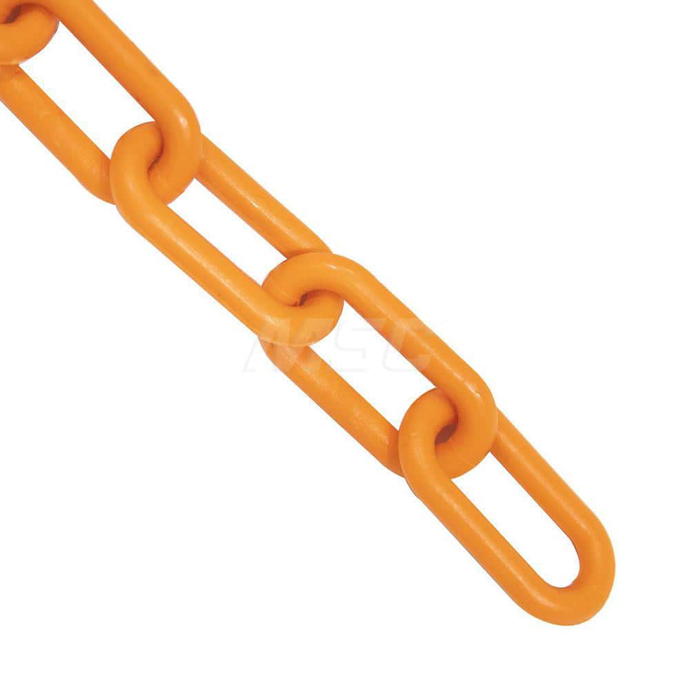 Safety Barrier Chain: Plastic, Orange, 100' Long, 2