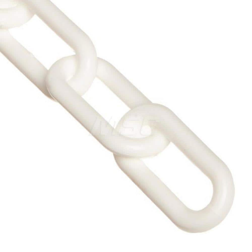 Safety Barrier Chain: Plastic, White, 100' Long, 2