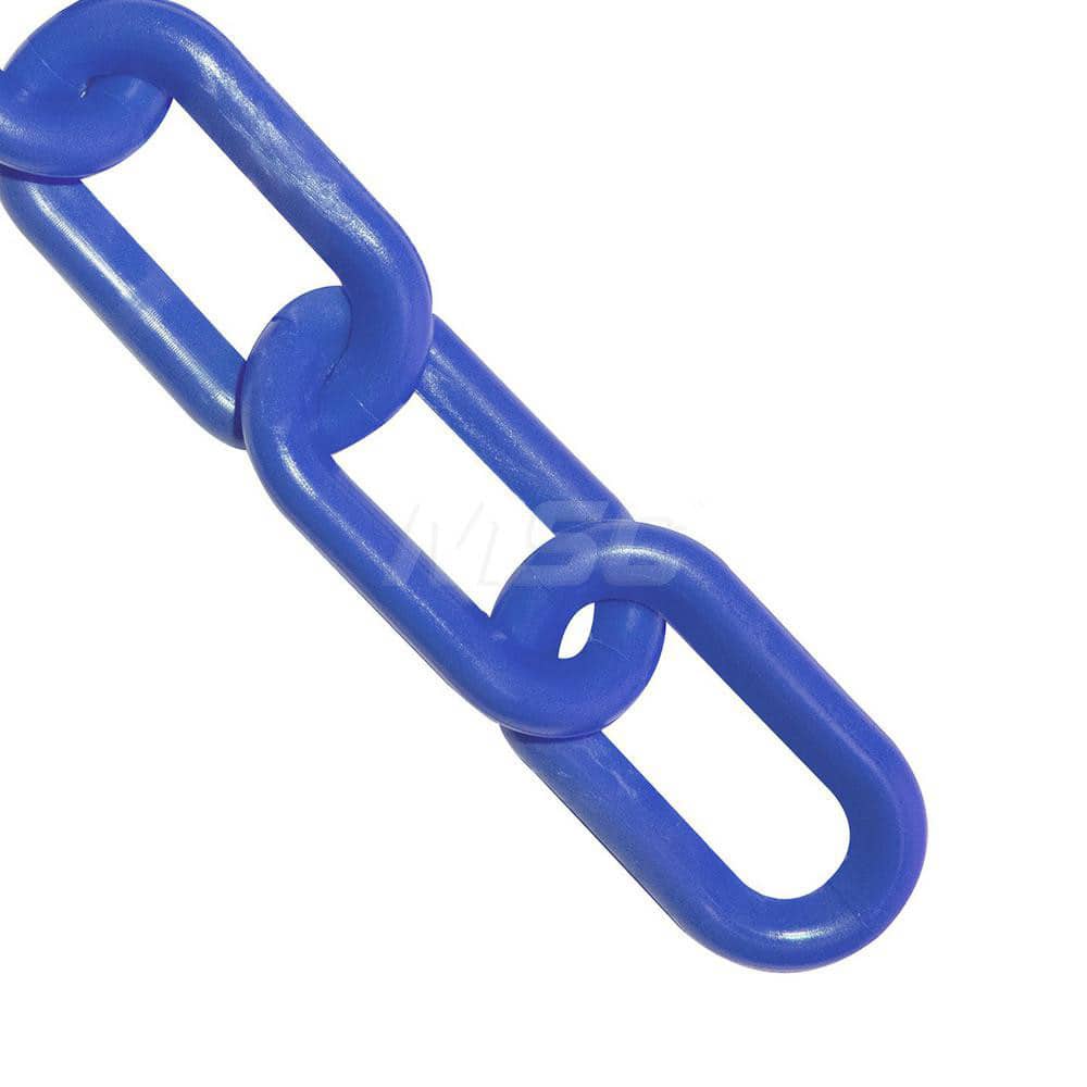 Safety Barrier Chain: Plastic, Blue, 25' Long, 2