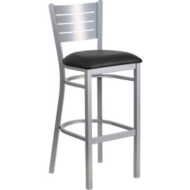 Flash Furniture Slat Back Metal Restaurant Barstool - Vinyl - Black - Hercules Series DG-60402-BAR-BLKV-GGXU-