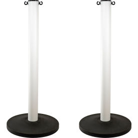 Mr. Chain® Industrial Stanchion with Weighted Base White Pack of 2 01-2988