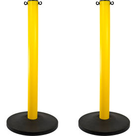 Mr. Chain® Industrial Stanchion with Weighted Base Yellow Pack of 2 02-2988