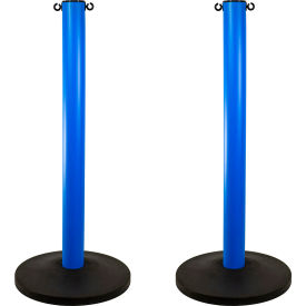 Mr. Chain® Industrial Stanchion with Weighted Base Blue Pack of 2 06-2988