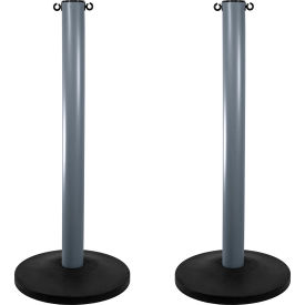 Mr. Chain® Industrial Stanchion with Weighted Base Silver Pack of 2 08-2988