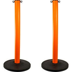 Mr. Chain® Industrial Stanchion with Weighted Base Safety Orange Pack of 2 12-2988