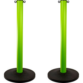 Mr. Chain® Industrial Stanchion with Weighted Base Safety Green Pack of 2 14-2988