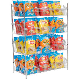 Nexel® 4 Shelf Chrome Basket Wire Shelving Unit Starter 36