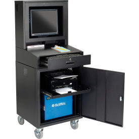 GoVets™ Mobile Powered LCD Computer Cabinet 1280Wh Battery Black Unassembled 115PBK239
