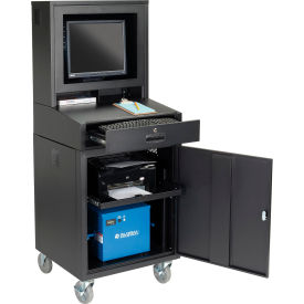 GoVets™ Mobile Powered LCD Computer Cabinet 560Wh Battery Black Unassembled 115PBK40239