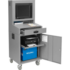 GoVets™ Mobile Powered LCD Computer Cabinet 1280Wh Battery Dark Gray Unassembled 115PGY239